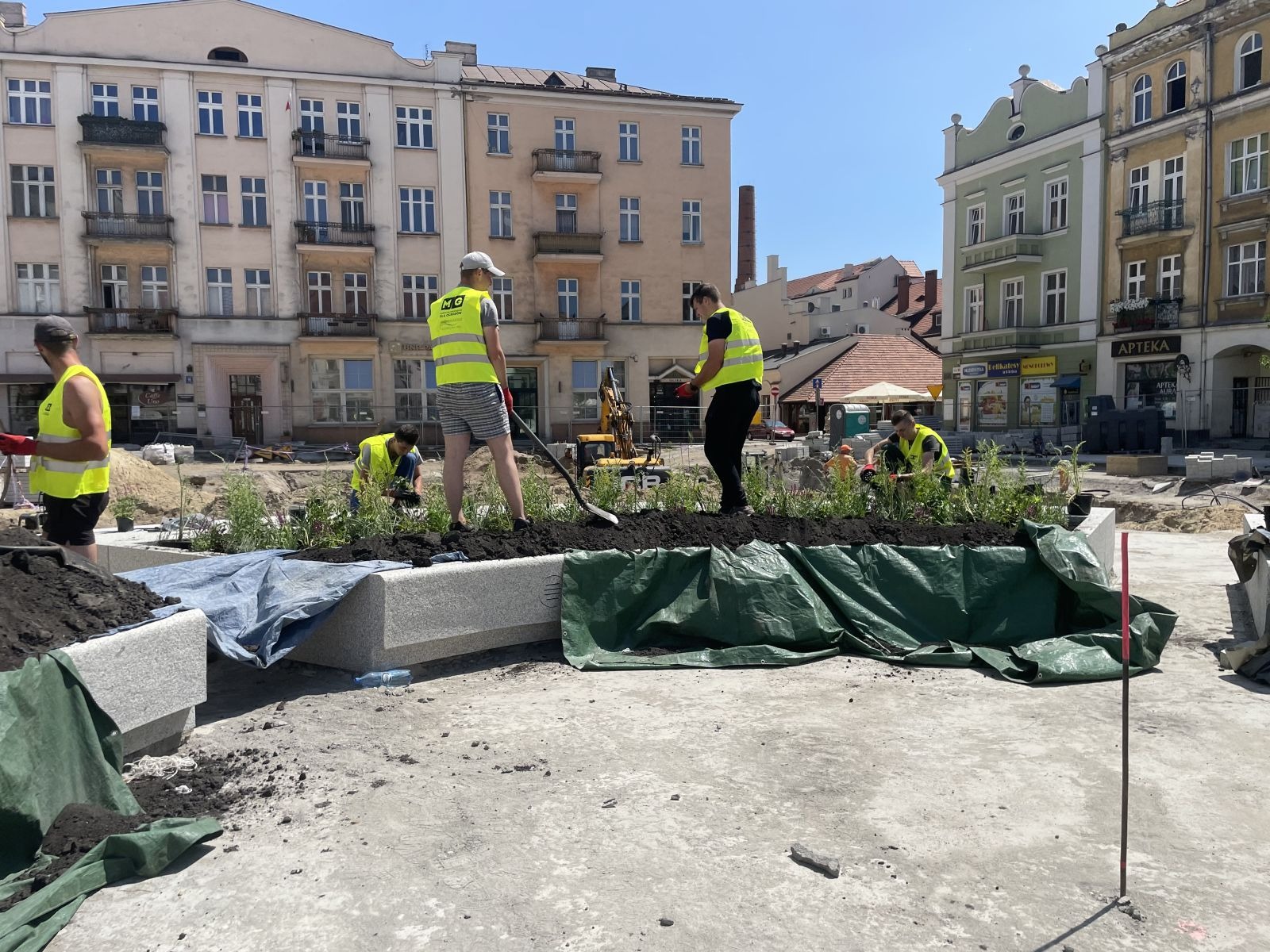 Zespół GardenProducts podczas nasadzeń bylin na rynku w Kaliszu
